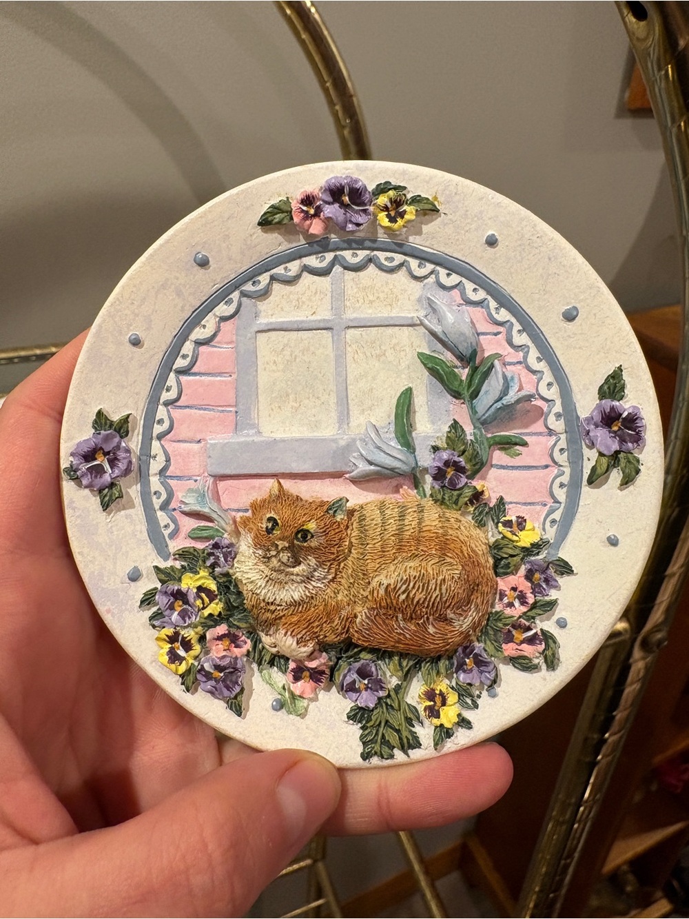 Vintage cat hanging art